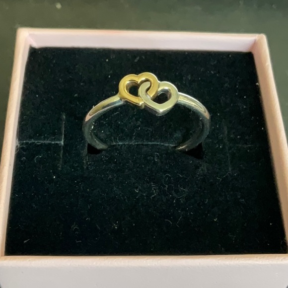 Pandora interlinked hearts 14K gold and silver - Picture 2 of 7